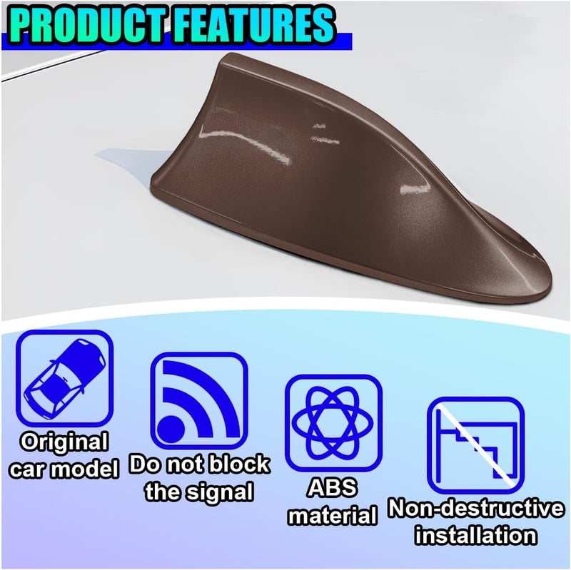ZIMISI Car Shark Fin Antenna Cover, Plastic Auto Top Roof Mount Antenna Cover Replacement with Adhesive Tape, Universal Auto Signal Roof Aerial Decoration Accessories for Car SUV Truck (Brown) - Image 3